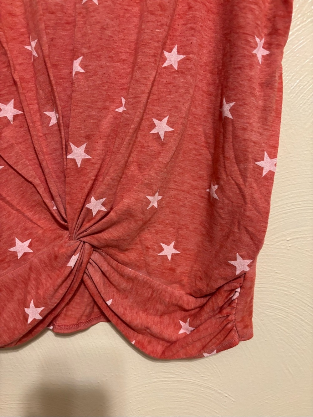Lucky Brand Large Coral Star Print Twist Front Short Sleeve Tee Top - Picture 7 of 8